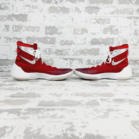 Nike Hyperdunk Red White Logo Lace Up High Top Athletic Basketball Sneakers D170 - Picture 7 of 13